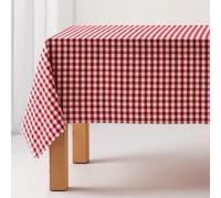 Nappe Anti-Taches Tableau Vichy, Coton, Toucher Tissu, 140x180 cm, Couleur Rouge