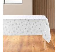 Douceur d'Intérieur - Nappe de fête Astrelia - Microfibre imprimée 140x240 cm Blanc/Argent