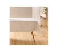 Douceur d'Intérieur Nappe rectangle Lorenza Antitache Polycoton imprimé effet lin 140x240 cm Naturel