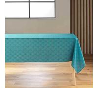 Douceur d'Intérieur Nappe Ofelis rectangle antitache 145 x 240 cm polyester imprimé bleu