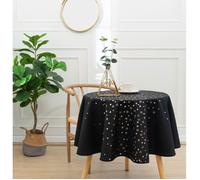 Nappe antitache imprimée ""Stella"" ronde 160 cm - Noir -