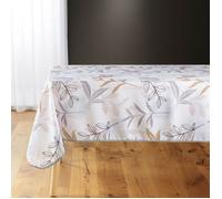 Douceur d'Intérieur - Nappe Miraline - Polyester antitache - 150x240 cm - Feuillage beige/gris/blanc