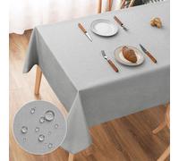 Nappe AooHome 100 x 140 cm, gris clair, aspect lin, lavable, en polyester, hydrofuge avec effet lotus, résistante aux rayures, pour le salon, la salle à manger, le balcon et le jardin