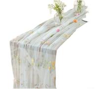 Nappe Aspect pour lin 150x160cm Tissu Polyamide Brodé Dentelle pour Mariage pour fête Jardin Décoration Table Rectangulaire Style Rustique(Blue)
