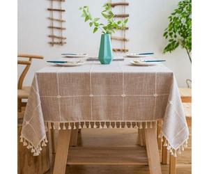 Nappe beige en coton et lin