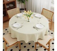 Nappe Beige Lavable Ronde Zdada, Diamètre 180 cm, Nappe en Polyester, Résistante aux Rayures, Protection Anti-Taches, Linge de Table pour Extérieur pour Jardin, Salle à Manger, Célébrations et Maison