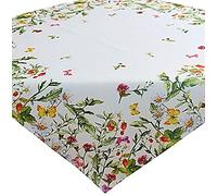Nappe blanche motif été, 85 x 85 cm, facile à entretenir, prairie estivale, fraises, multicolore, couverture de jardin