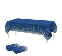 Nappe bleu marine pour table rectangulaire, 137,2 x 274,3 cm avec motif à pois, nappes jetables à pois dorés bleu foncé pour pique-niques, barbecues et fêtes de cuisine