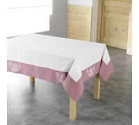 Nappe Brodée Bonheur 140x240cm Rose