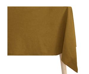 Nappe carré 100% coton lavé 160x160 cm HONO marron foin finition point bourdon