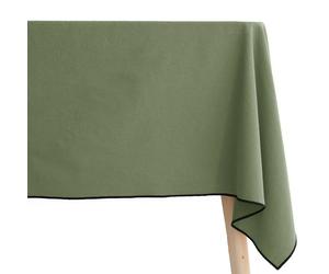 Nappe carré 100% coton lavé 160x160 cm HONO vert mousse finition point bourdon