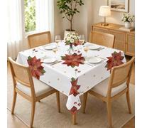 Nappe Carrée 120x120 cm éToile de NoëL UY101 | Nappe de Table Imperméable Anti-Taches Lavable, Décoration, NoëL pour Cuisine, Salle à Manger, Jardin & Terrasse