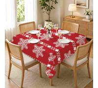 Nappe Carrée 120x120 cm NoëL UY99 | Nappe de Table Imperméable Anti-Taches Lavable, Décoration, Flocons de Neige pour Cuisine, Salle à Manger, Jardin & Terrasse