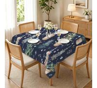 Nappe Carrée 120x120 cm Sapins de NoëL UY105 | Nappe de Table Imperméable Anti-Taches Lavable, Décoration, Flocons de Neige pour Cuisine, Salle à Manger, Jardin & Terrasse