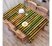 Nappe Carrée 150x150 cm Motif Bambou 3D Nappe de Table Chinois Asiatique Tissu Polyester Anti-Taches pour Intérieur Extérieur Jardin Cuisine et Fête 7597v