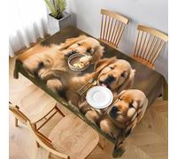 Nappe Carrée 150x150 cm Motif Récupérateur d'or 3D Nappe de Table Chien Tissu Polyester Anti-Taches pour Intérieur Extérieur Jardin Cuisine et Fête 7630v