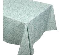 Nappe carrée 170x170 cm imprimée 100% polyester BOHO géométrique vert sauge