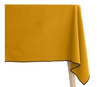 Nappe carrée coton 160x160 cm HONO jaune Curry finition point bourdon