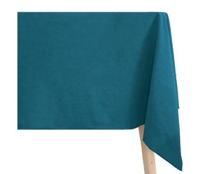 Nappe carrée rectangulaire 100% coton lavé 160x200 cm HONO bleu lagon finition point bourdon