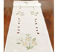 Nappe Chemin de Table 40x150 cm brodé Vert et Blanc