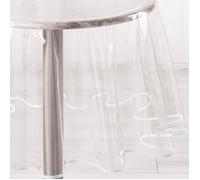 Nappe cristal ronde - Décor Ligne - 180 x 180 cm - PVC transparent - Biais coloré - Lavable à la main