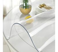 Nappe Cristal Transparent Ronde 1.5 mm épaisse Protection de Table Ronde Transparente PVC Film de Table Transparent Facile à Nettoyer(Transparent,130 cm)