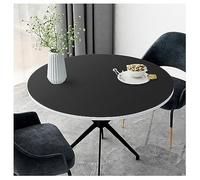 Nappe Cuir pour Table Ronde Anti Tache Tapis de Protection pour Table en Simili Cuir Imperméable Tapis de Table à Manger, Table Basse de Salon, Jardin, Patio, Extérieur, Épaisse 1.8MM(80 cm,Black)