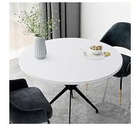 Nappe Cuir pour Table Ronde Anti Tache Tapis de Protection pour Table en Simili Cuir Imperméable Tapis de Table à Manger, Table Basse de Salon, Jardin, Patio, Extérieur, Épaisse 1.8MM(90 cm,White)
