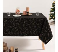 Nappe De Noël En Coton Jacquard Noir Et Or 140x300 Cm