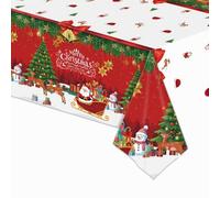 Nappe de Noël Jetable 137 x 274 cm, Nappe de Noël en Plastique Jetable | Nappe de Noël Jetable Anti-taches,Nappe Rectangulaire pour Fête de Noël,Nappes Jetable pour Décoration de Noël Table et Fêtes