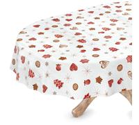 Nappe de Noël, lavable, pour le réveillon, forme ovale, 220x140 cm, avec bordure