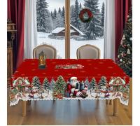 Nappe de Noël - Motifs Père Noël et Sapin - 4 Tailles - Polyester - Rectangulaire