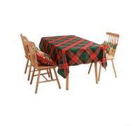 Nappe de Noël Plaid Vert 140x220cm Bordure Ondulée Nappe de Noël(Argyle) | Motif plaid vert, poinsettias classiques, bordure ondulée, tissu polyester doux, 140x220cm