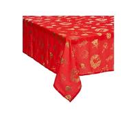 Atmosphera - Nappe de Noël rectangulaire à motifs - L. 140 x 240 cm - Rouge et doré Rouge G