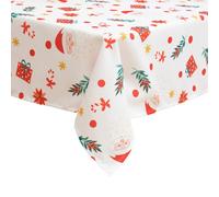 Nappe de Noël rectangulaire antitache motif Père Noël - 140 x 240 cm