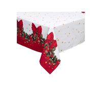 Atmosphera - Nappe de Noël réctangulaire motif guirlande - 140 x 360 cm - Blanc et rouge Rouge G