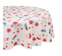 Nappe de Noël ronde antitache motif Père Noël - D. 180 cm