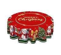 Nappe de Noël ronde vintage en polyester, motif bonhomme de neige, décoration de Noël pour l'automne, Thanksgiving, l'hiver, les vacances, la cuisine, la terrasse, la salle à manger, la fête, le
