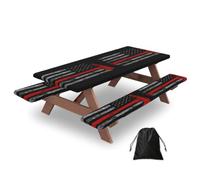 Nappe de pique-nique imperméable et élastique pour extérieur - 183 cm - Motif hache de pompier rouge