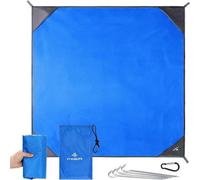 Nappe de pique-nique imperméable - Grande nappe de plage 250 x 250 cm - Nappe de camping avec piquets
