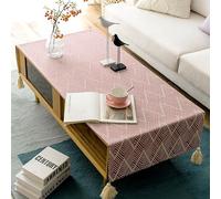 Nappe de table basse avec frange - Housse de table imperméable en lin de coton nordique pour salon, nappe de table de style japonais anti-poussière pour étudiant, bureau, table à manger, réfrigérateur