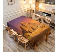 Nappe de Table Carrée 150x150 cm Anti-Tache sans Repassage Motif 3D Égypte Imperméable Polyester, Nappe Coucher Soleil Désert pour Grand Jardin & Terrasse b.3264