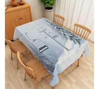 Nappe de Table Carrée 150x150 cm, Motif Scène de Neige Paysage Enneigé