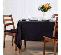 HOMESCAPES Nappe carrée en Tissu, Nappe de Table en 100% Coton uni Noir, Linge de Table Lavable et hypoallergénique - 137 x 137 cm