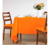 Nappe de table carrée unie en 100% coton - HOMESCAPES - Orange - 138 x 138 cm - Lavable en machine et hypoallergénique