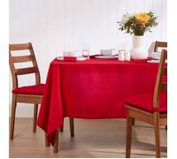 Nappe de table carrée unie en 100% coton - HOMESCAPES - Rouge - 138 x 138 cm - Lavable en machine et hypoallergénique