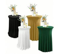Nappe de table de cocktail en spandex, housse de table haute élastique ajustée, housse de table de bar ronde extensible et résistante aux plis, convient pour les mariages, les fêtes et les événements,
