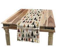 Nappe de table de Noël, motif sapin, 40x180 cm, beige, vert et corail