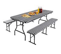 Nappe de table de pique-nique, élastique, imperméable, réutilisable, housse de table et de banc, pour extérieur, camping, barbecue, jardin, fêtes, repas, camping-car, glamping
