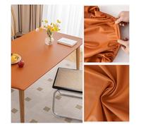 Nappe de Table en Cuir avec Bord Élastique Antidérapante, Nappe Rectangulaire Impermeable, Tapis de Protection en Simili Cuir pour Table Terrasse, Jardin, Manger, Basse, Extérieur(90x150cm,Orange)